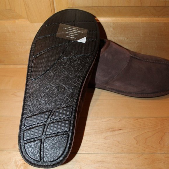 NIB MEN\'S UGG SLIP ON‎ SUEDE SHEARLING SLIPPERS BROWN main image 3